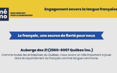L’Auberge des 21, un établissement fièrement engagé envers la langue française
